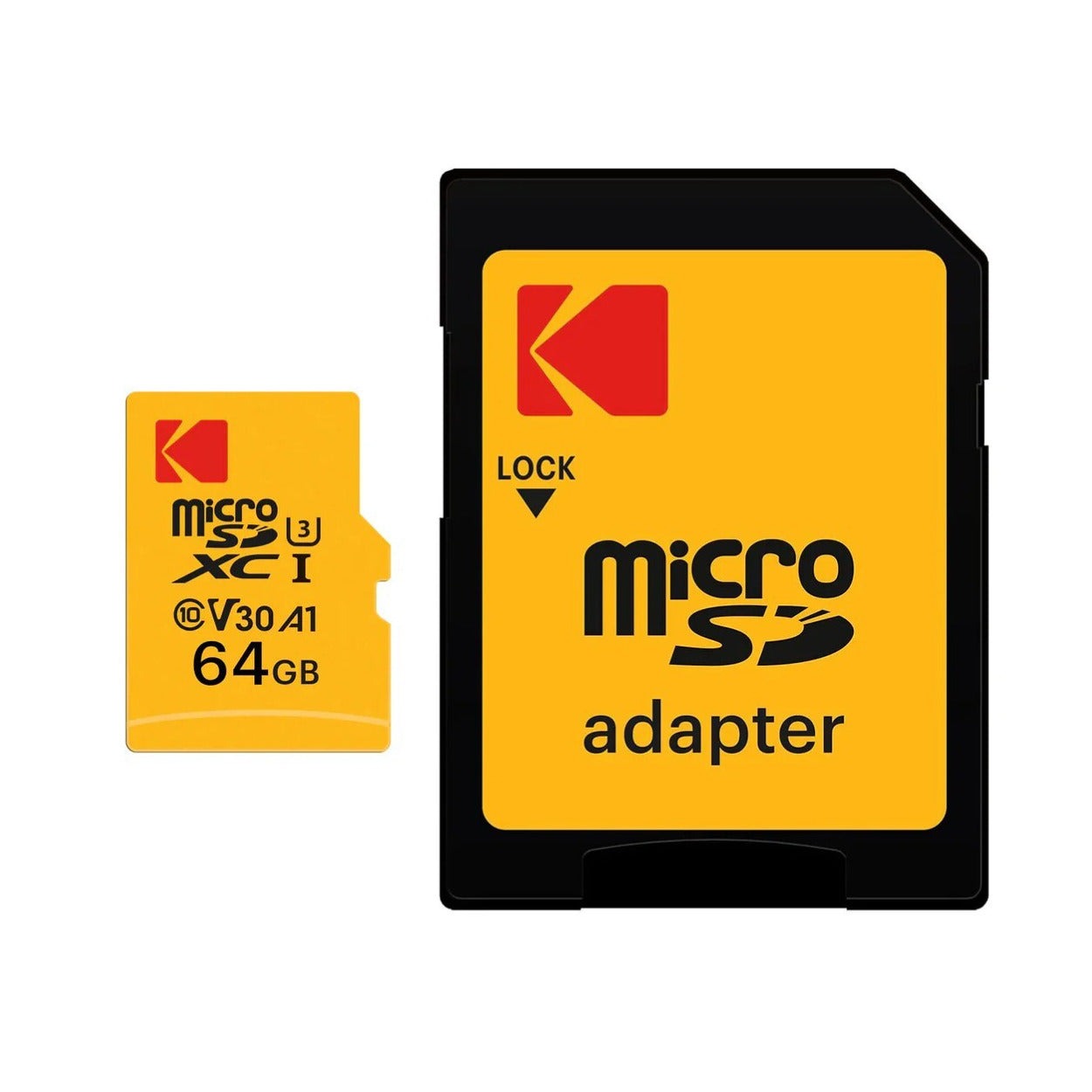 Kodak 64GB Ultra Performance Class 10 UHS-I U3 V30 A1 microSDXC Memory Card with SD Adapter