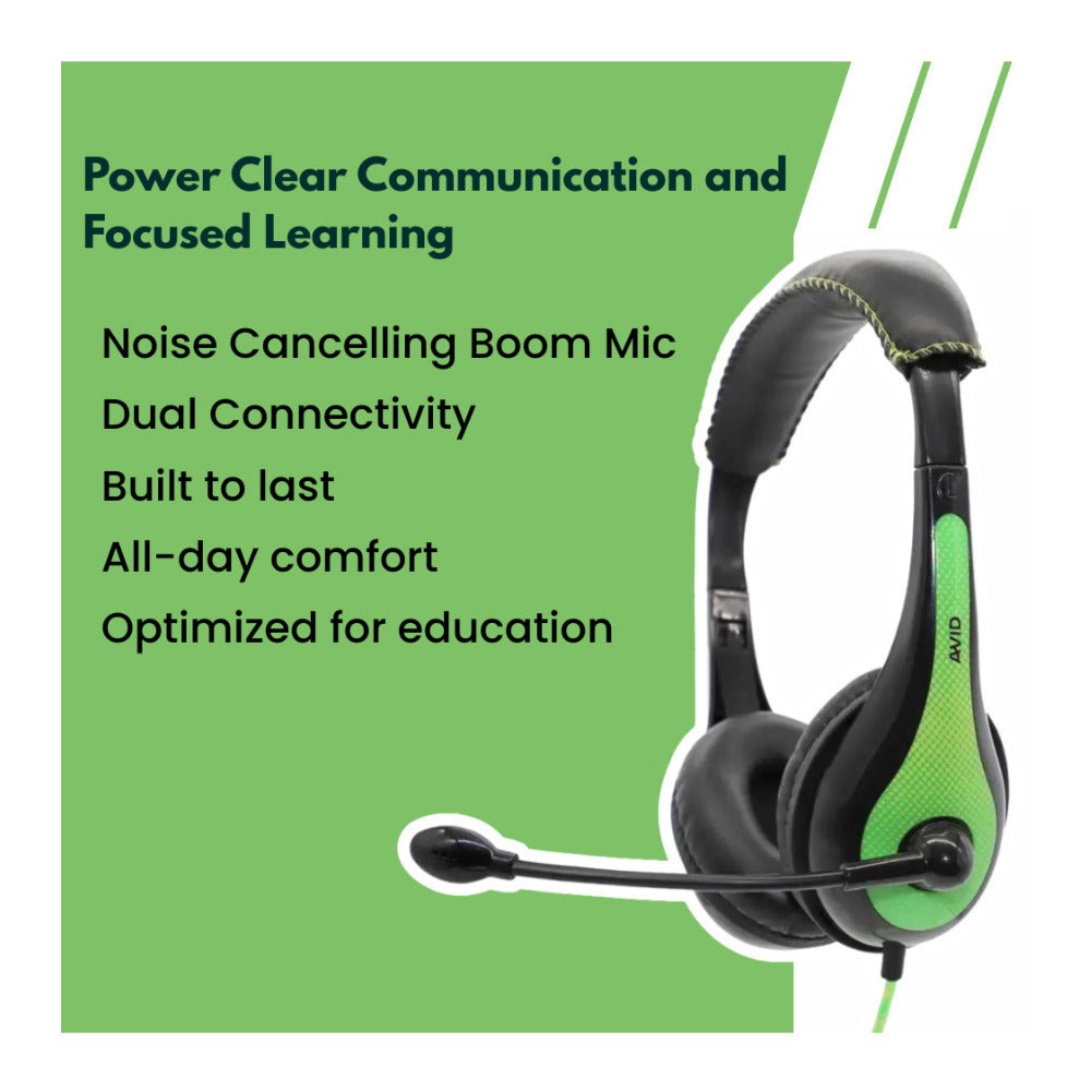 Avid Education AE-36 Headset with Noise Cancelling Microphone (50-Pack, Green)