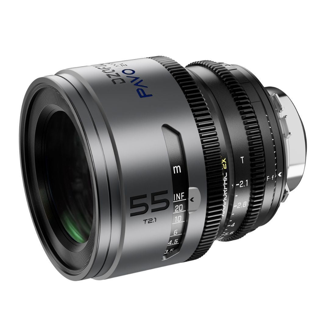 DZOFilm PAVO 55mm Anamorphic 2x T2.1 Blue Coating and PL or EF Mount Lens (Space Gray and Black)