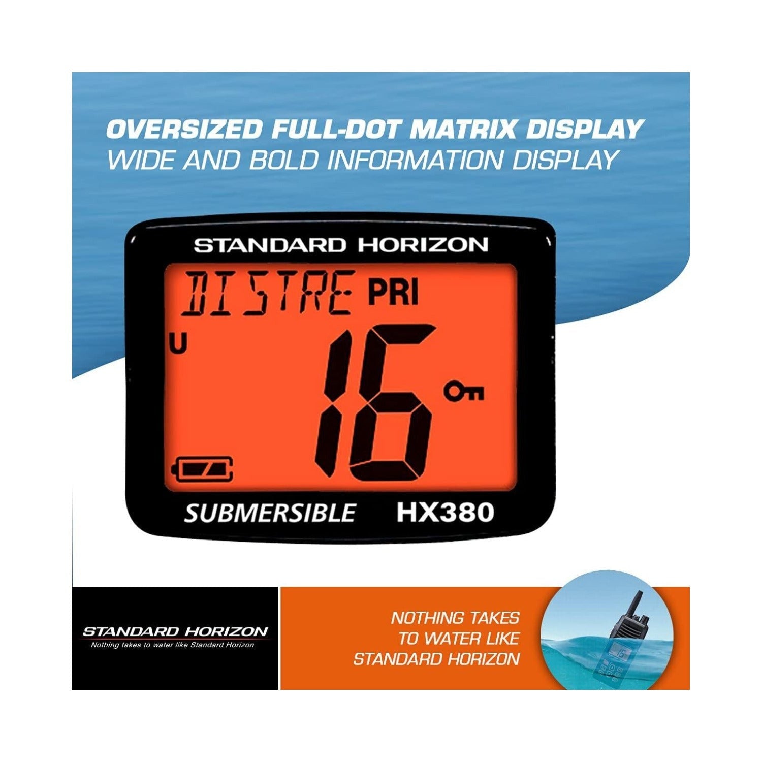 Standard Horizon HX380 1.5-Inch 5W Standard Handheld VHF Radio with LMR Channels