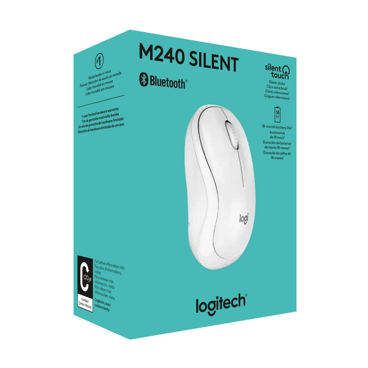 Logitech M240 Silent Cordless Long Range Bluetooth Mouse with Pre-Installed AAA Battery (Off-White)