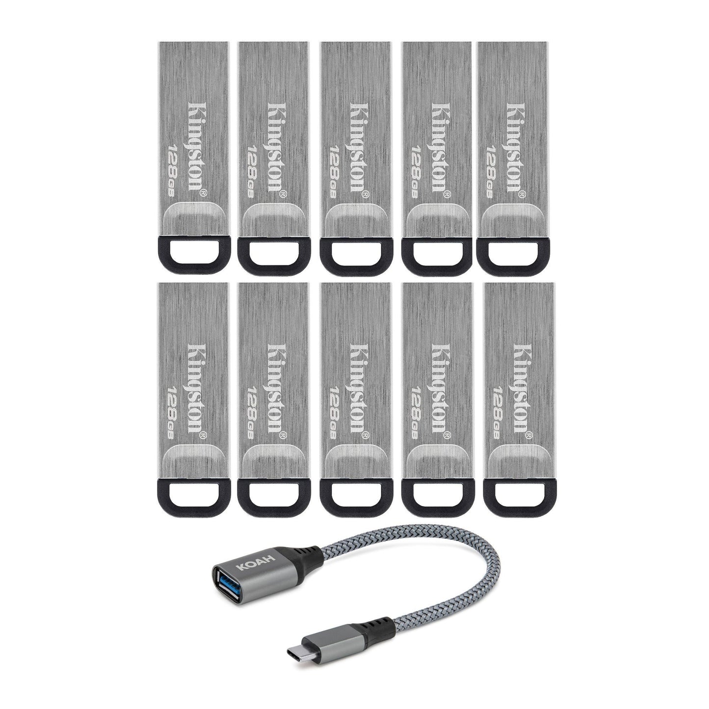 Kingston 128GB DataTraveler Kyson 200MBPS Read 60MBPS Write Speed Flash Drive (10-Pack) Bundle