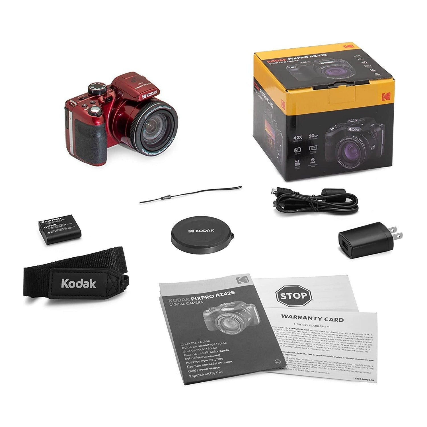 Kodak PIXPRO AZ425 Astro Zoom 20MP Digital Camera with 42x Optical Zoom (Red)