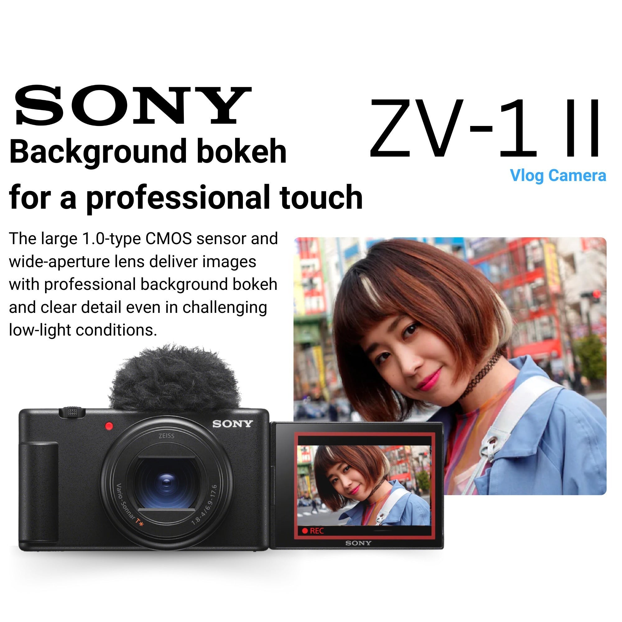 Sony ZV-1 II Vlog Camera (Black) with Vlogger Kit and Case Bundle