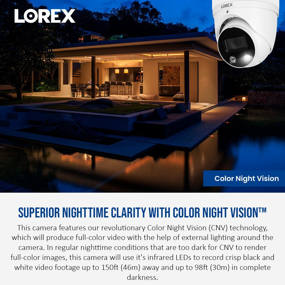 Lorex 4K Ultra HD Smart Deterrence IP 8MP Remote Access Dome Camera with Smart Motion Detection Plus