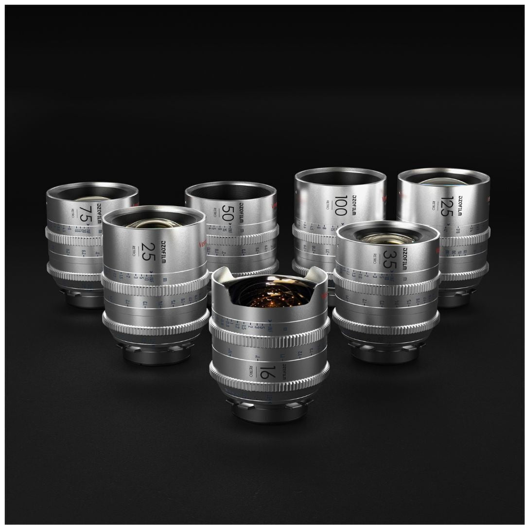 DZOFilm VESPID Retro 7-Lens Kit 16mm, 25mm, 35mm, 50mm, 75mm, 100mm, and 125 mm with Hard Case