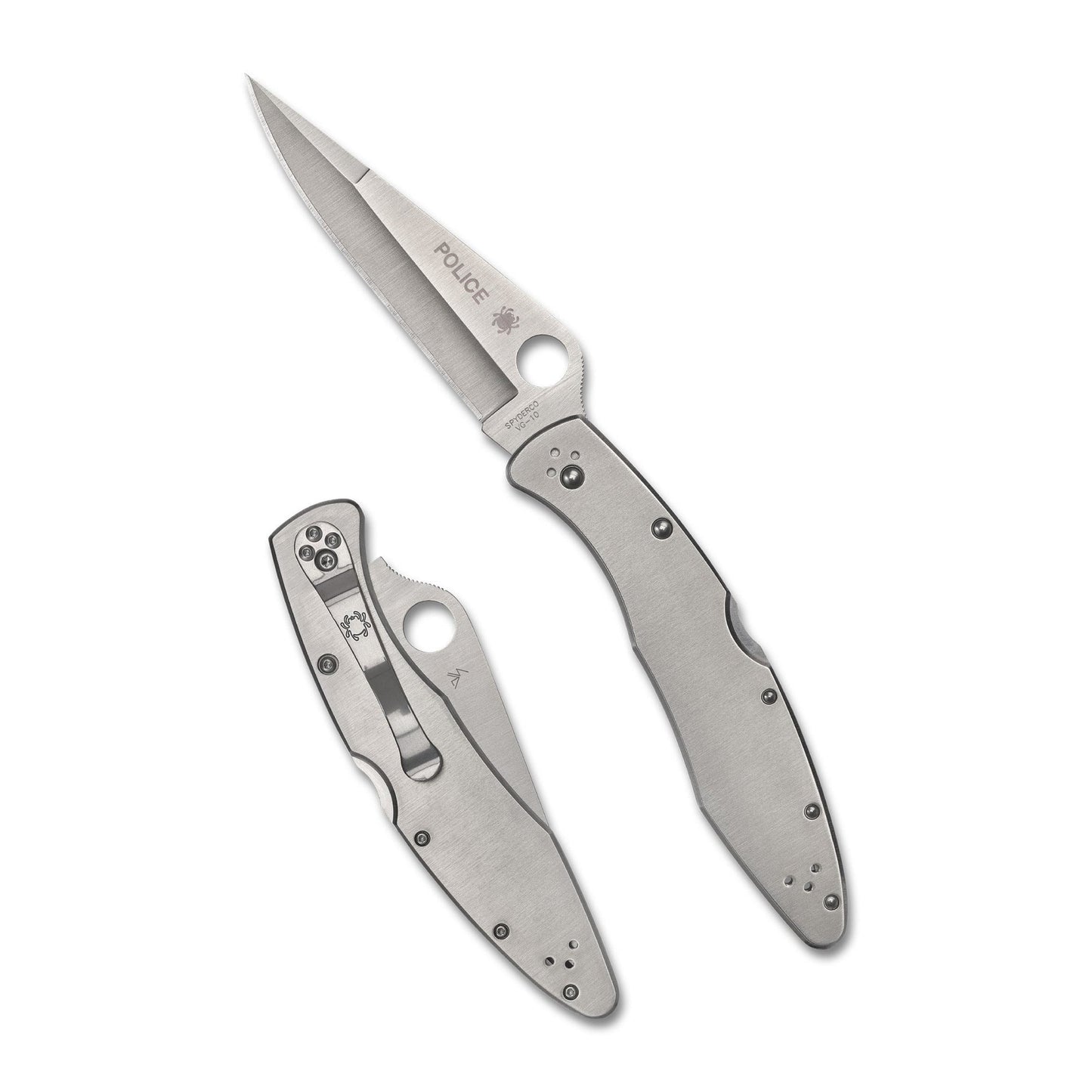 Spyderco Plain Edge Police Model Folding Knife with VG-10 Steel and Back Lock