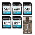 Kingston Canvas Go Plus 64GB Gen4 Memory Card (5-Pack) with Card Reader Bundle