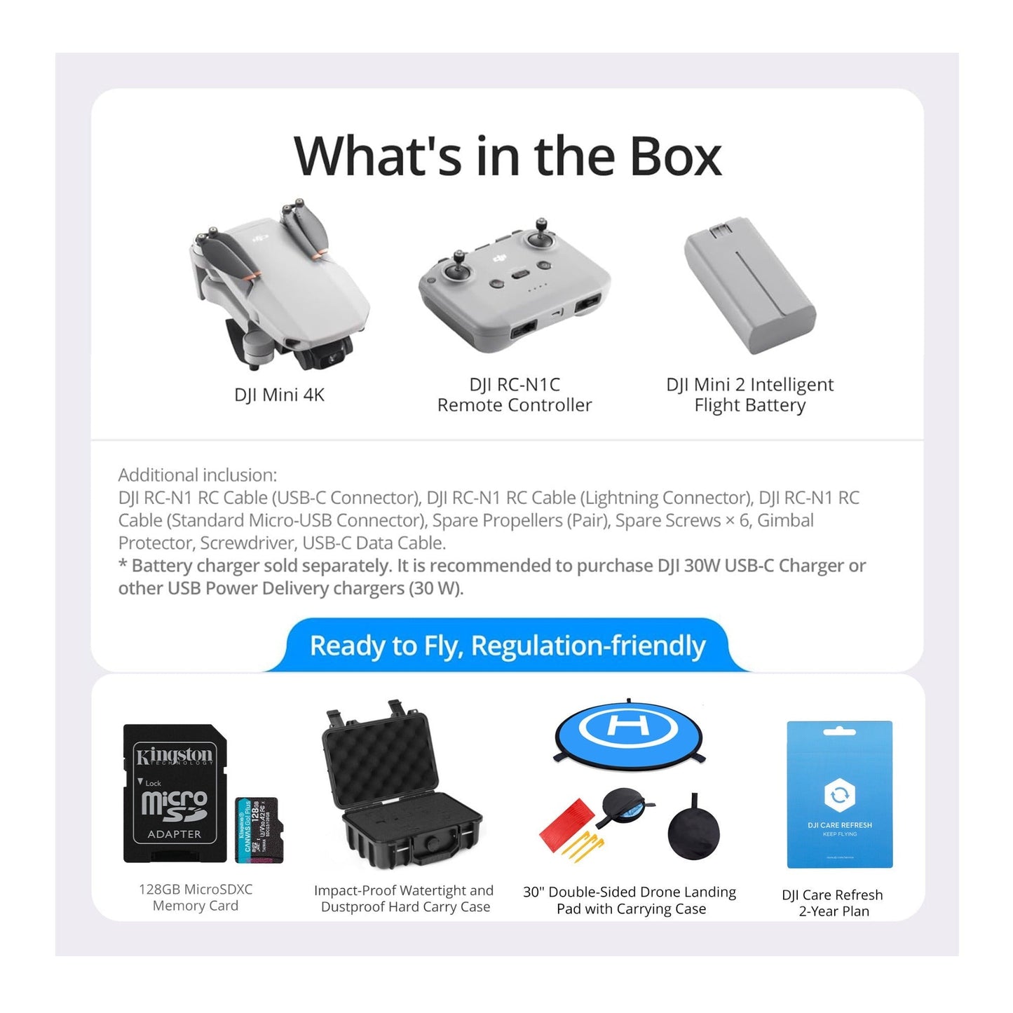 DJI Mini 4K Drone with 4K UHD Camera with 3-Axis Gimbal Stabilization and DJI Care Refresh Bundle