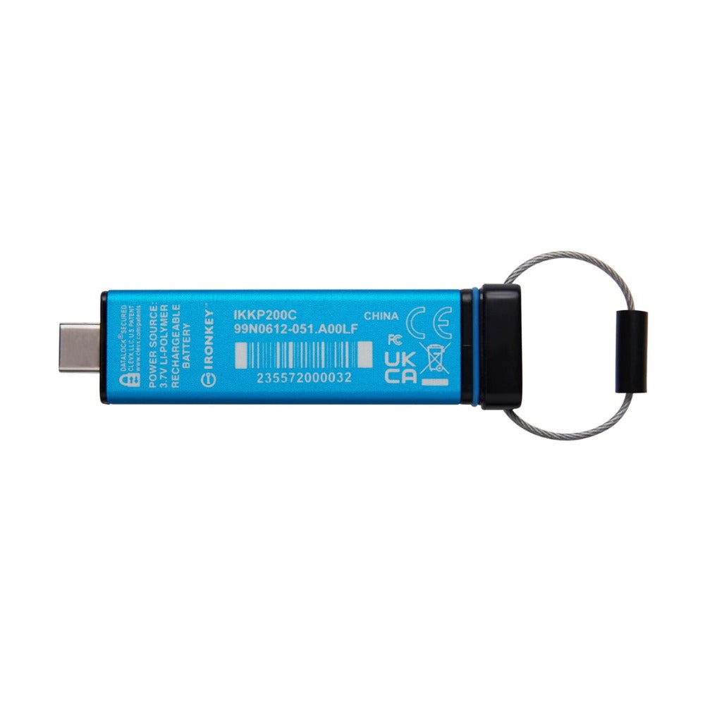 Kingston Ironkey Keypad 200 USB-C 32GB Encrypted Flash Drive (Blue)