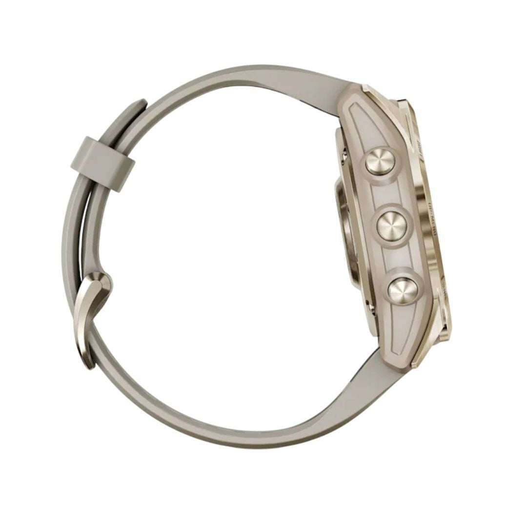 Garmin fenix 7S Sapphire Solar, Cream Gold Ti w/ Light Sand Band