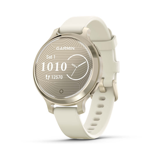 Garmin Lily 2 Active GPS Smartwatch (Lunar Gold, Bone Silicone Band)