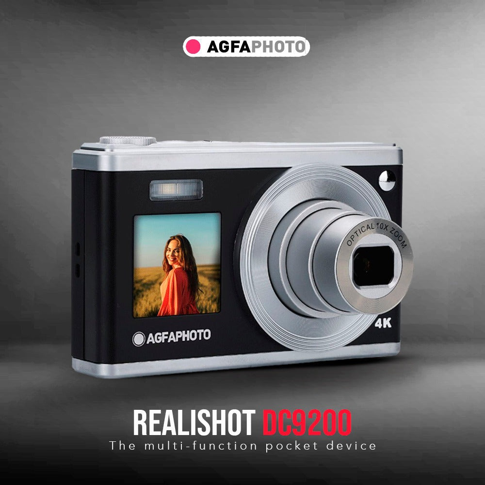 Agfa Photo DC9200 Compact Digital Camera (Black) with Camera Case (Black and Galaxy Blue) Bundle
