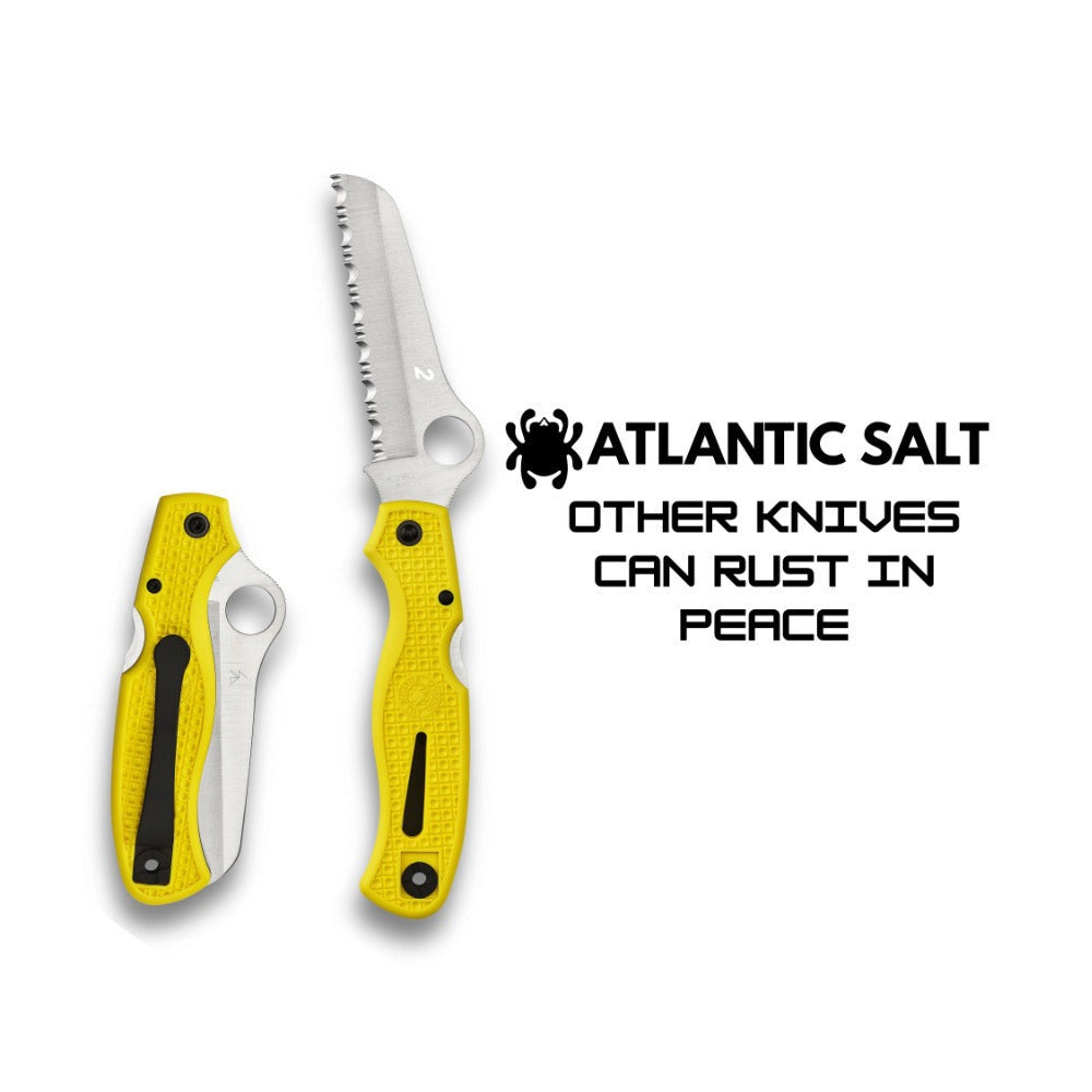 Spyderco Atlantic Salt 8.27 Inch Rust Free Yellow Folding Knife with FRN Handle