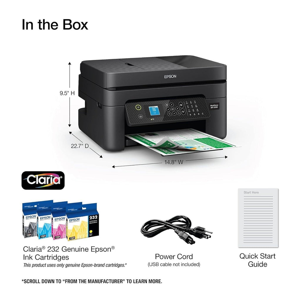Epson WorkForce WF-2930 Wireless All-in-One Printer with Auto Duplex and ADF