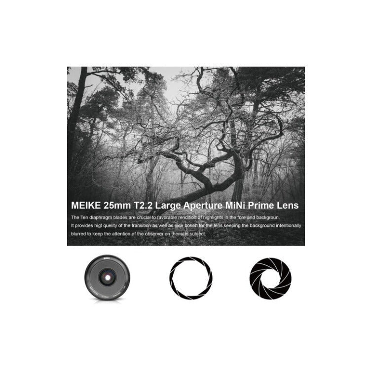 Meike 25mm T2.2 Manual Focus Cinema Lens with Multilayer Coating (MFT Mount)