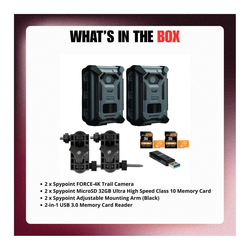 Spypoint FORCE-4K Trail Camera with 32GB MicroSD and Accessories Bundle