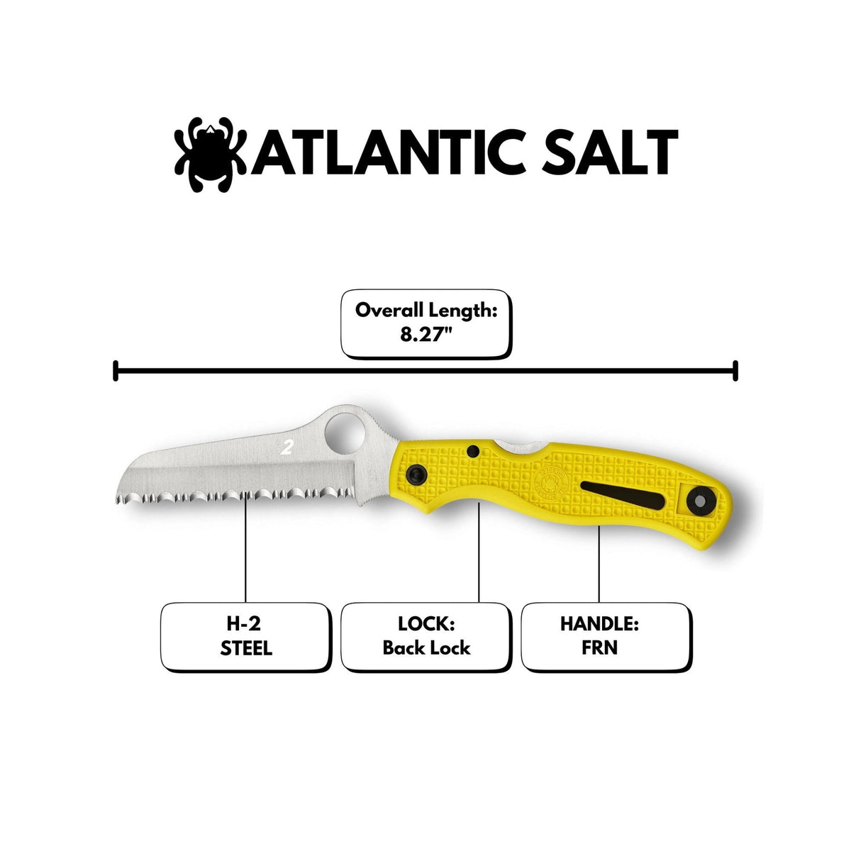 Spyderco Atlantic Salt 8.27 Inch Rust Free Yellow Folding Knife with FRN Handle