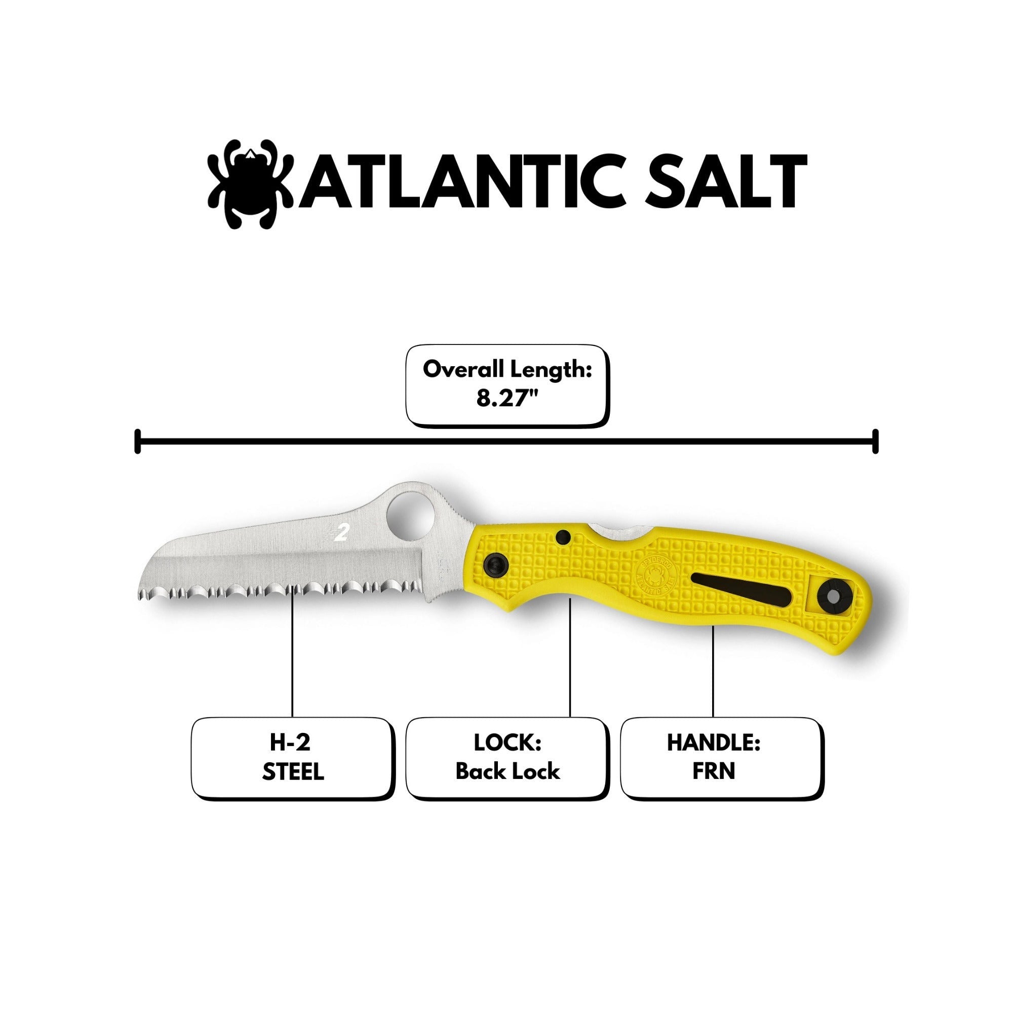Spyderco Atlantic Salt 8.27 Inch Rust Free Yellow Folding Knife with FRN Handle