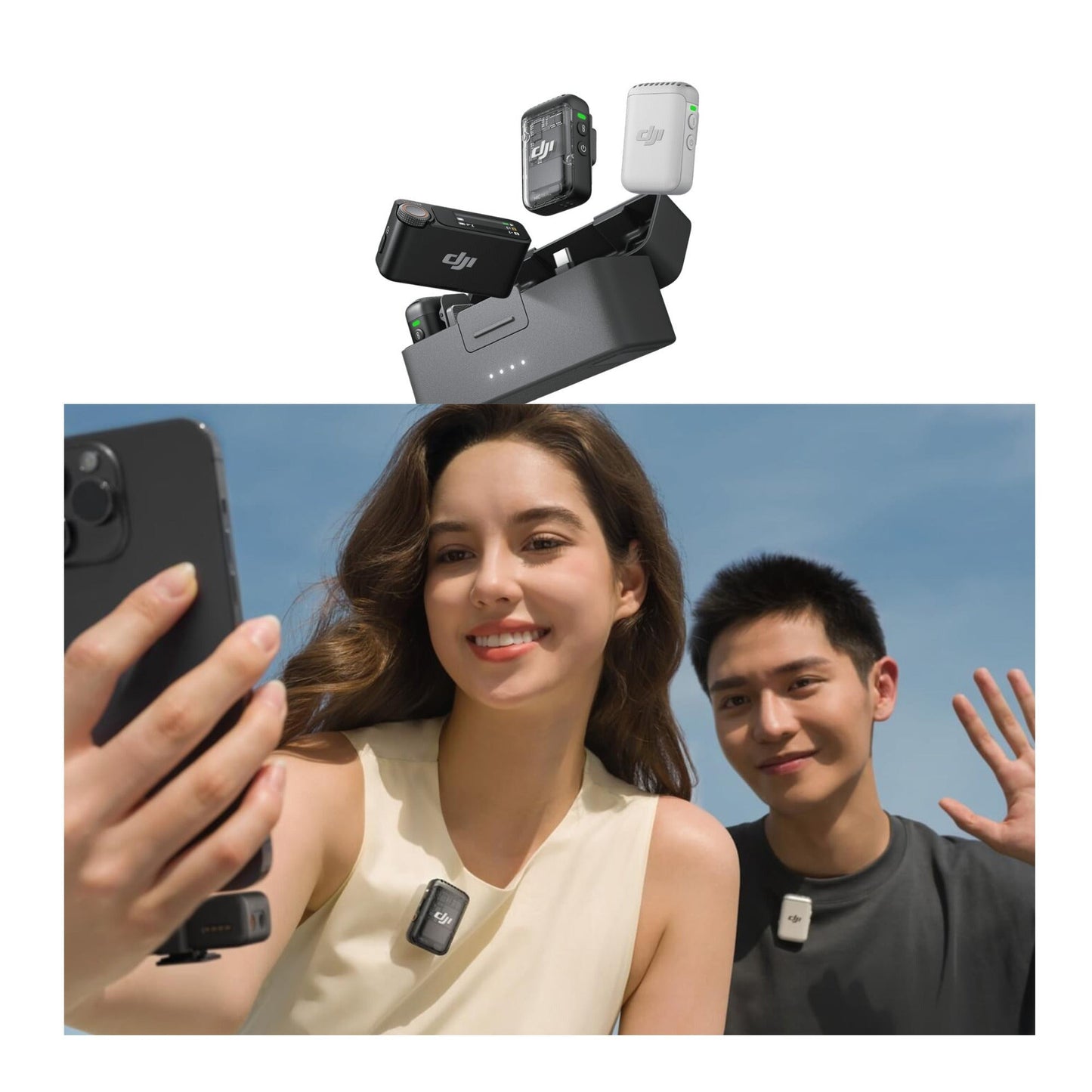 DJI Mic 2 Clip-On Transmitter/Recorder (White) with Charging Case Deluxe Bundle