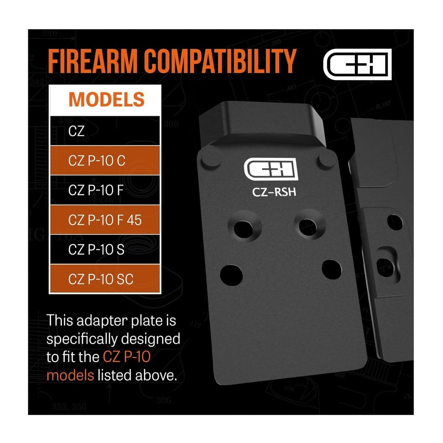 C+H CZ P-10 Red Dot Mounting Plate with Ultra-Thin Design and T-Nut System