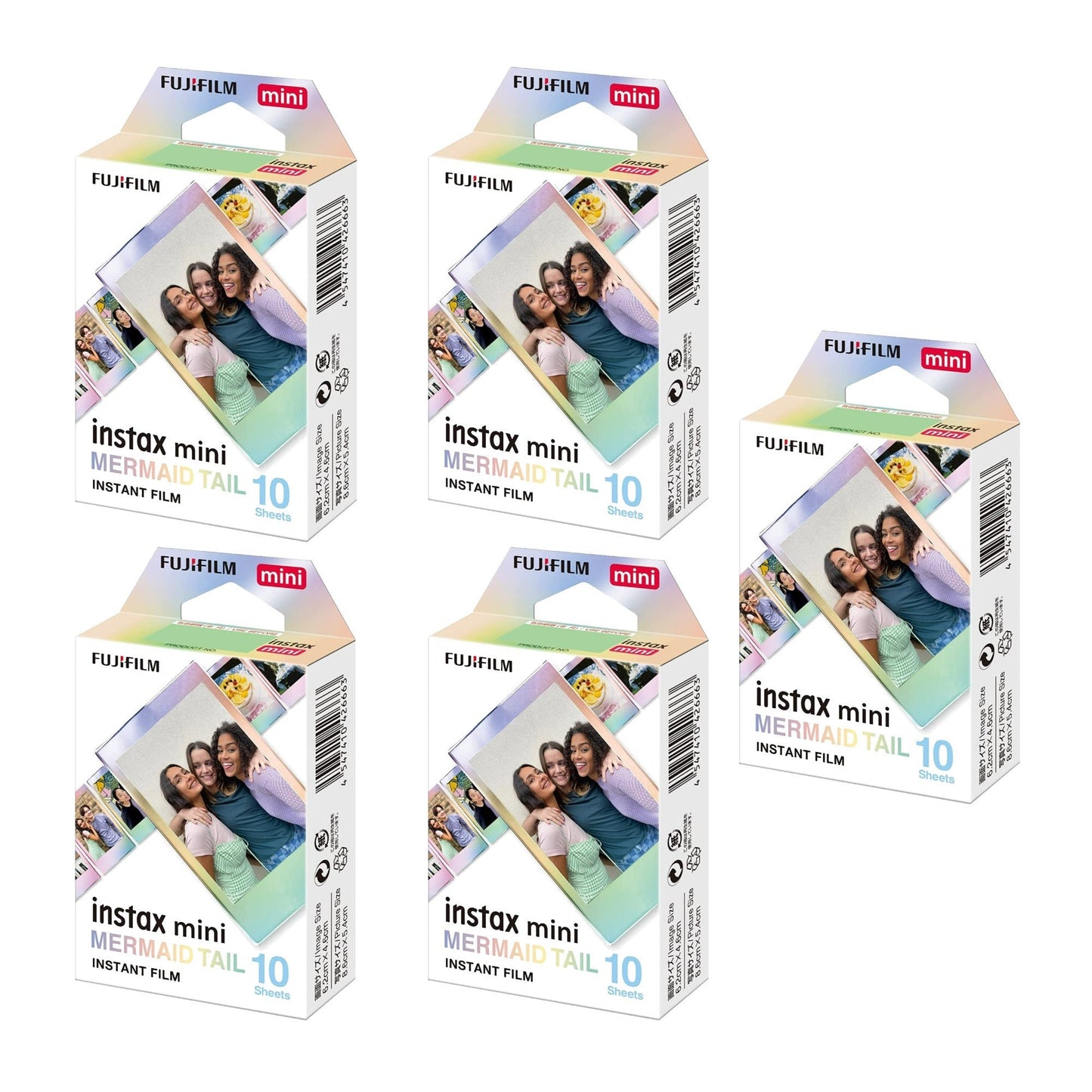 Fujifilm Instax Mini Mermaid Tail Film, Glitter Styles (10 Exposures) 5-Pack