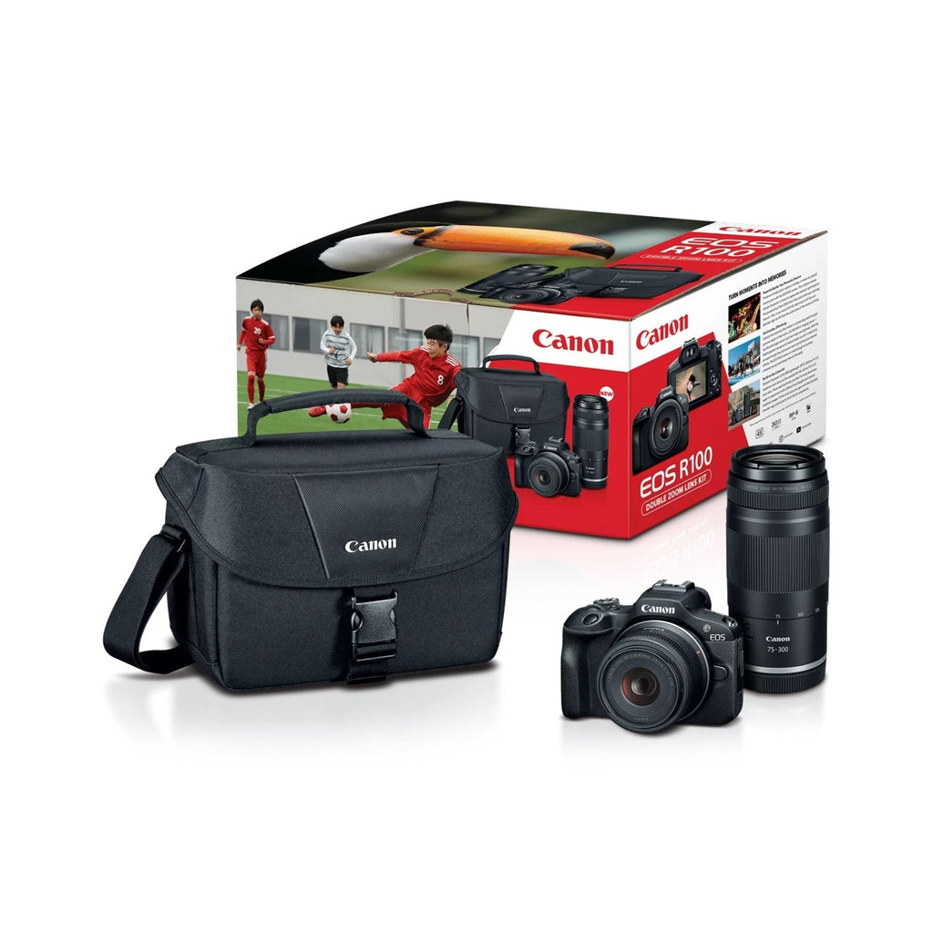 Canon EOS R100 Mirrorless Camera with 18-45mm and 75-300mm Lenses Bundle
