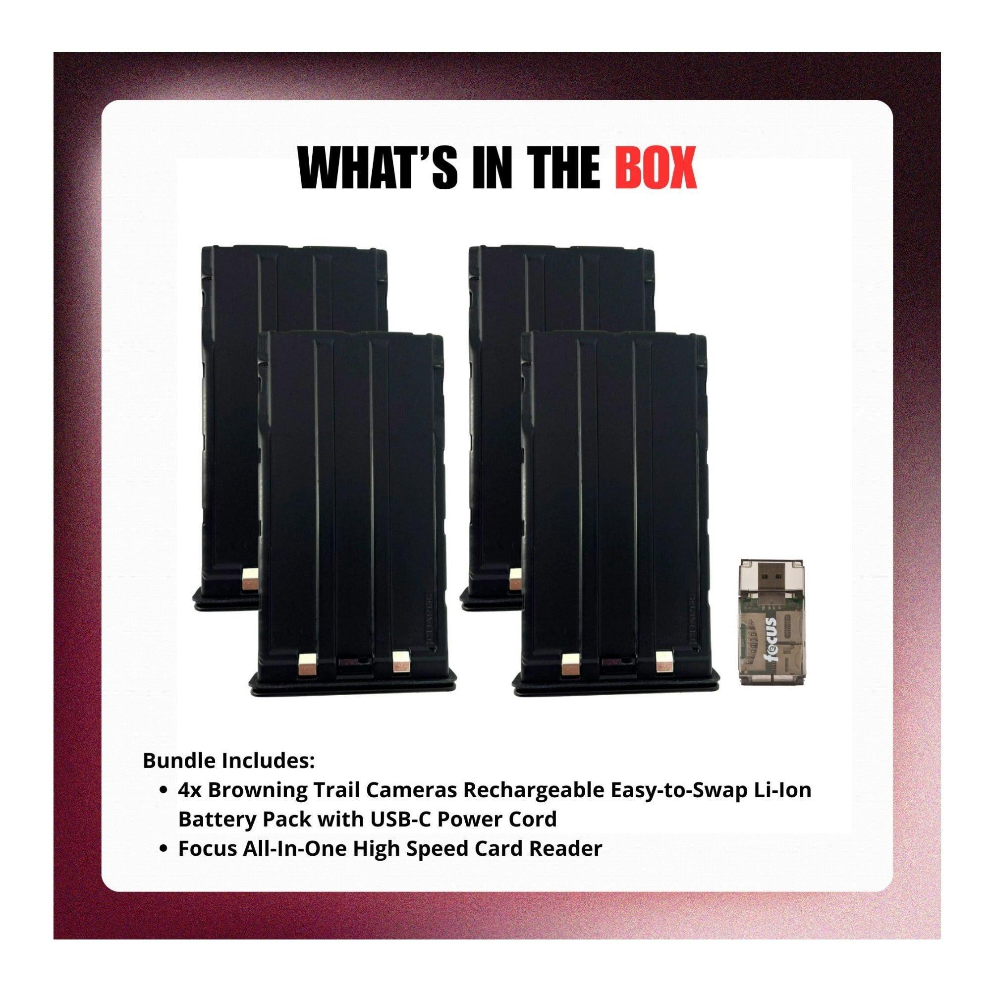Browning Trail Cameras BTC-LPC2 Rechargeable Li-Ion Easy-to-Swap Battery Bundle (4-Pack)