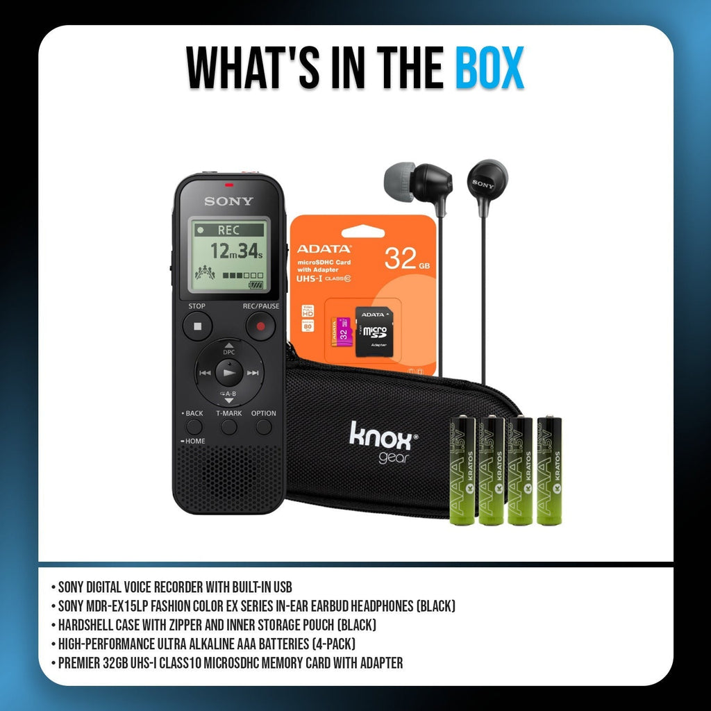 Sony ICDPX470 Digital Built In USB Voice Recorder with Earbud Headphone Bundle