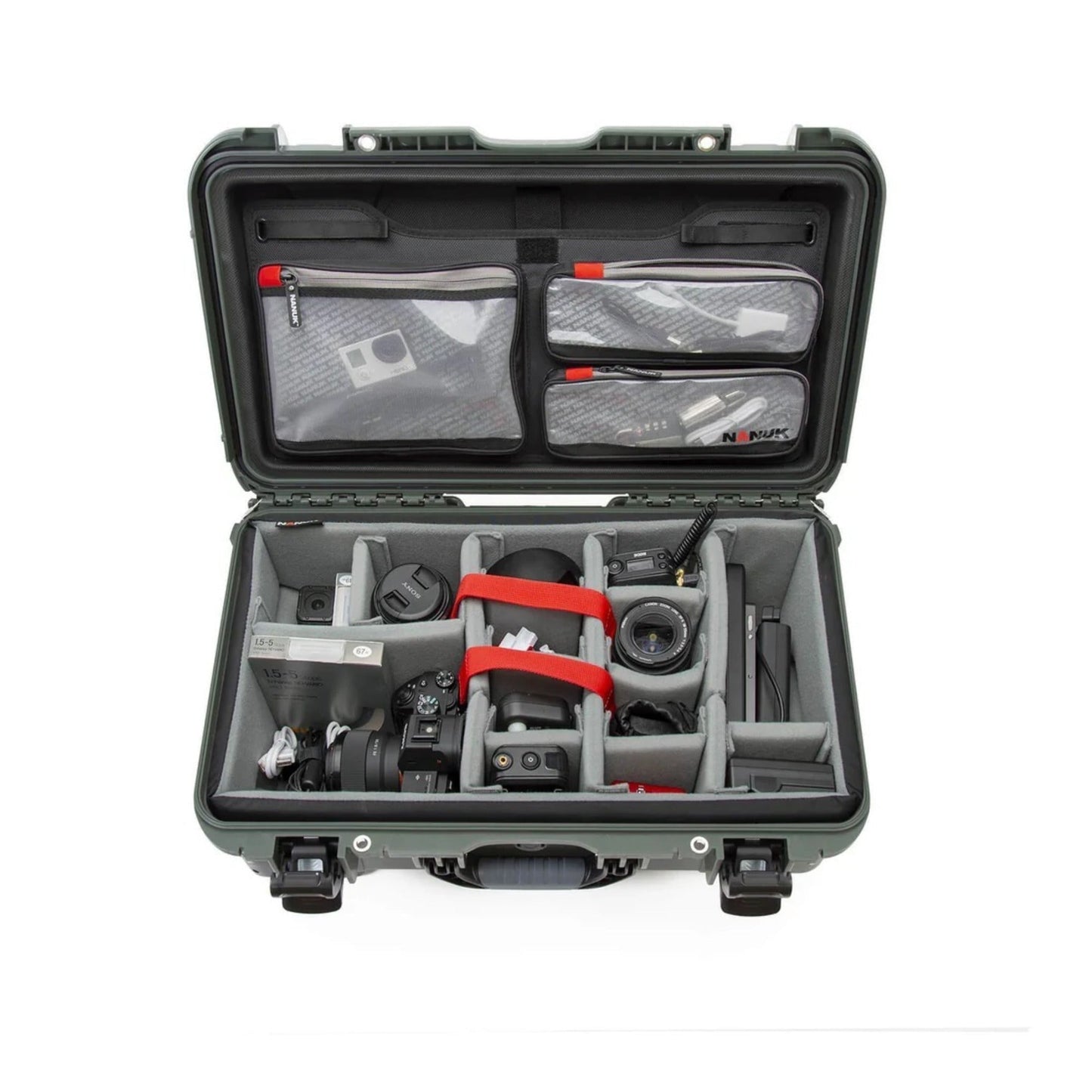 Nanuk 935 Pro Waterproof Hard Case with Lid Organizer and Wheels (Olive)