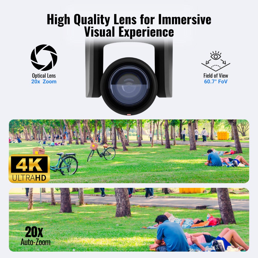 PTZOptics Move SE 20x 1080p Full HD Advanced PTZ Auto-Tracking Pan Tilt Zoom Camera (Gray) Bundle