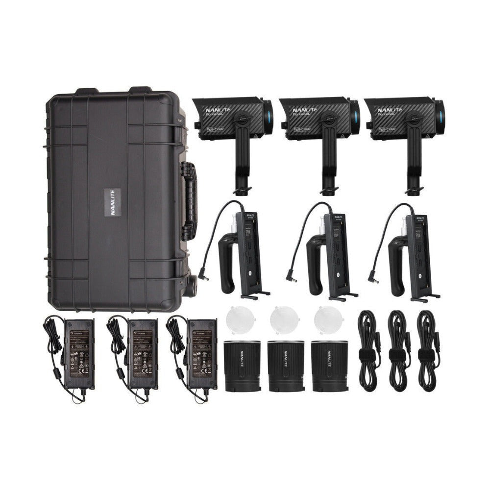 Nanlite Forza 60C RGB LED Monolight (3-Light Kit) with Black Rolling Hard Case