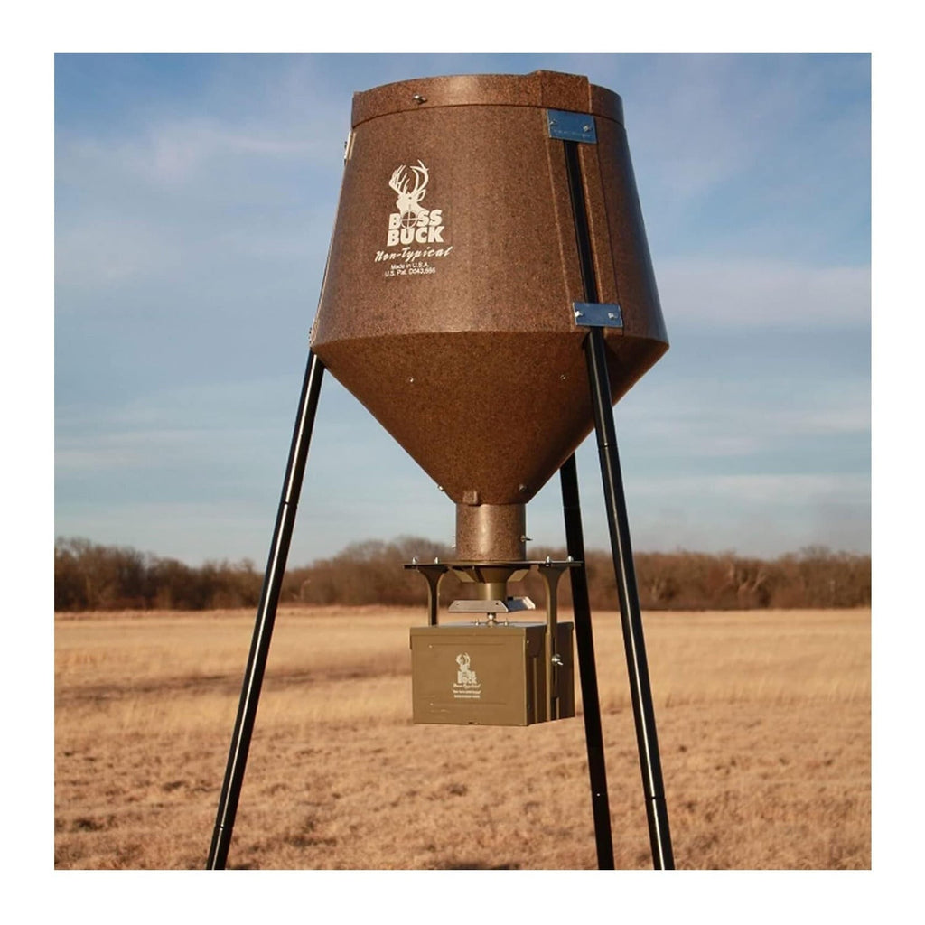 BOSS Buck 200lbs Deer Feeder Drum with Auto Feed System 2 Way Protein Head