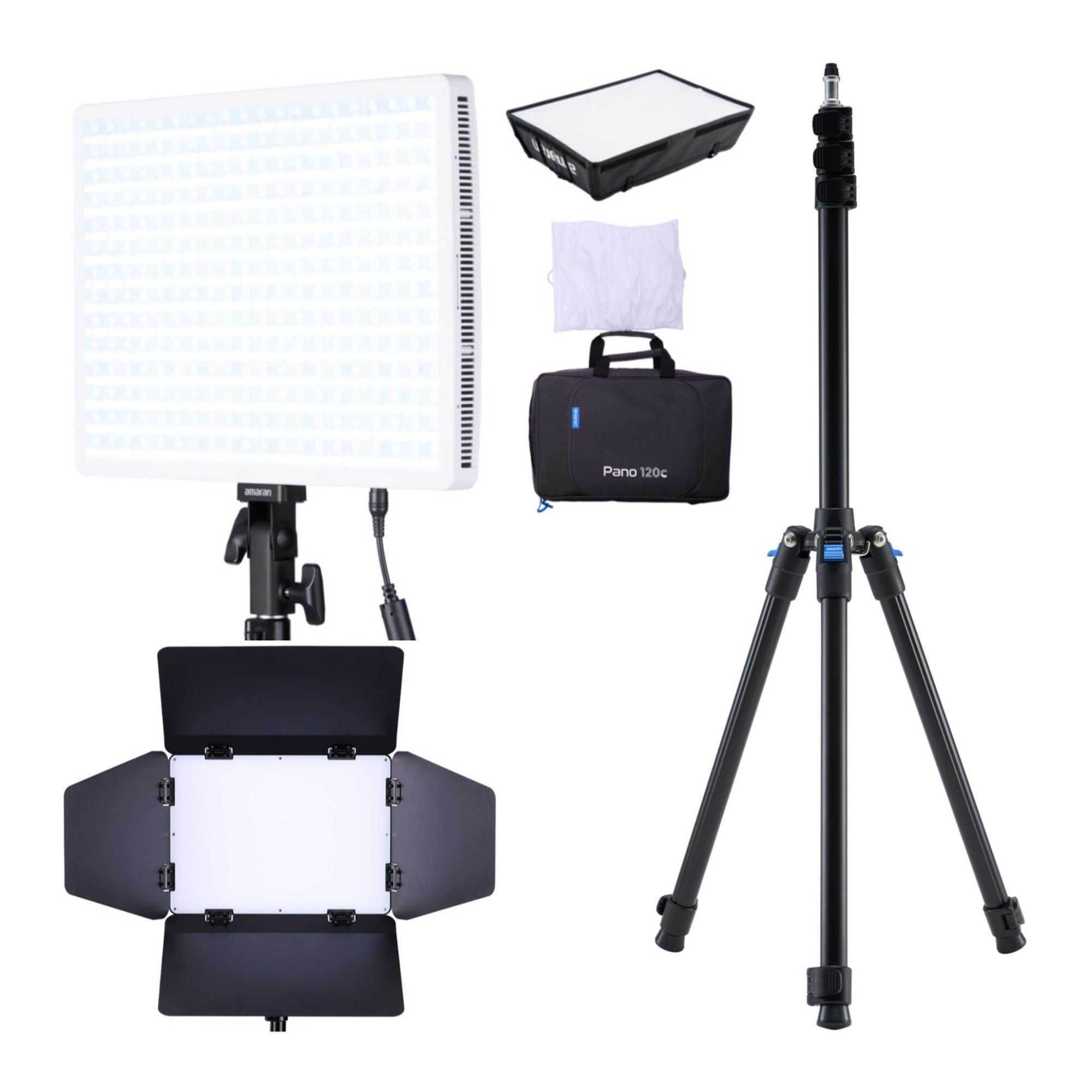 amaran Pano 120c 120W RGBWW Full Color Panel White Light Creator Kit Bundle