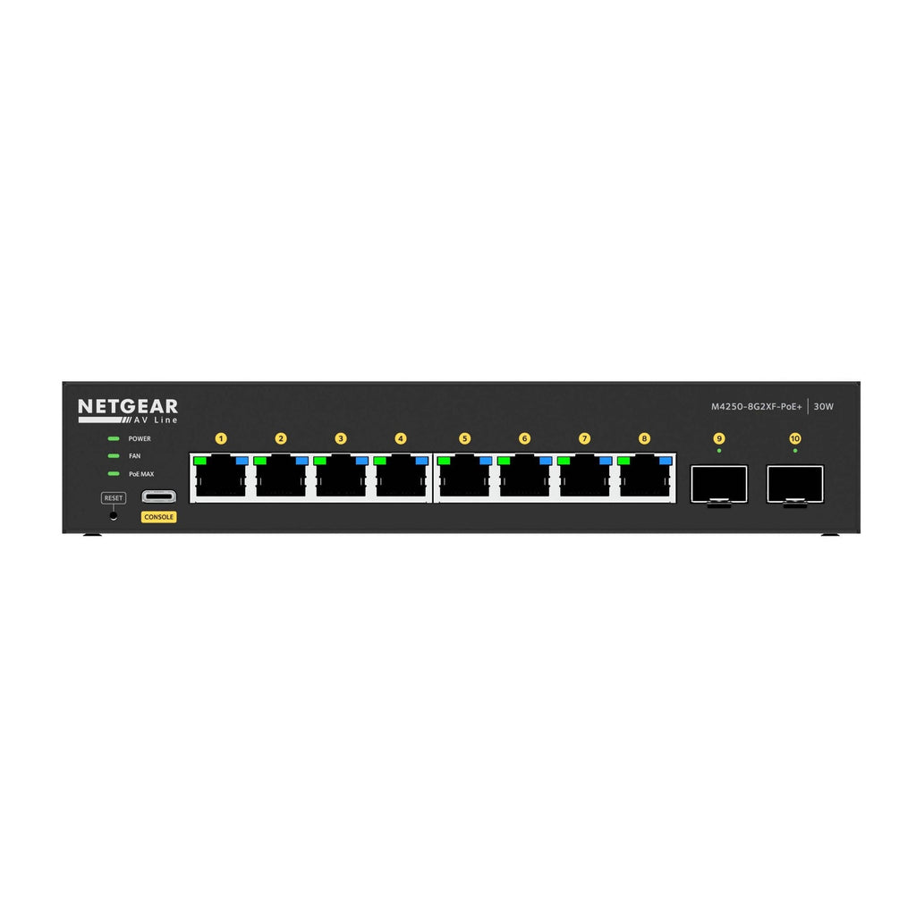 Netgear AV Line M4250 GSM4210PX 8-Port Gigabit PoE+ Compliant Managed AV Switch