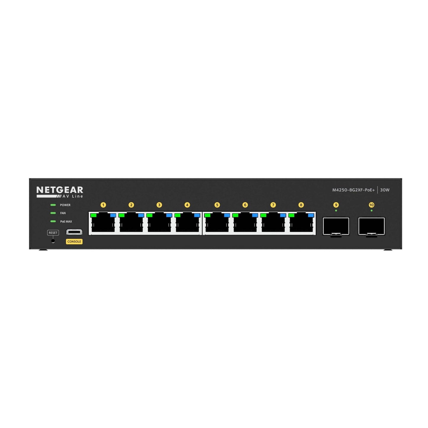 Netgear AV Line M4250 GSM4210PX 8-Port Gigabit PoE+ Compliant Managed AV Switch