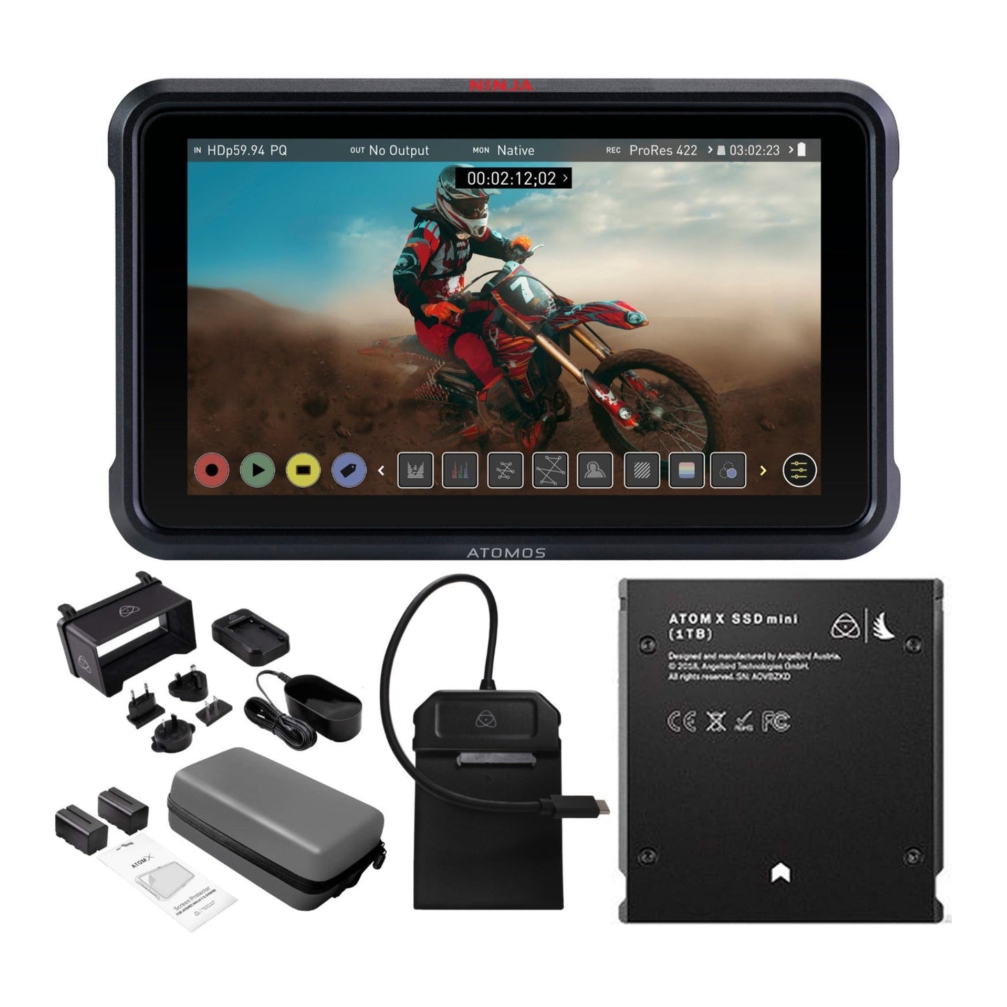 Atomos Ninja 5-Inch 4K Recording Monitor with 1TB Angelbird AtomX SSDmini Advanced Kit