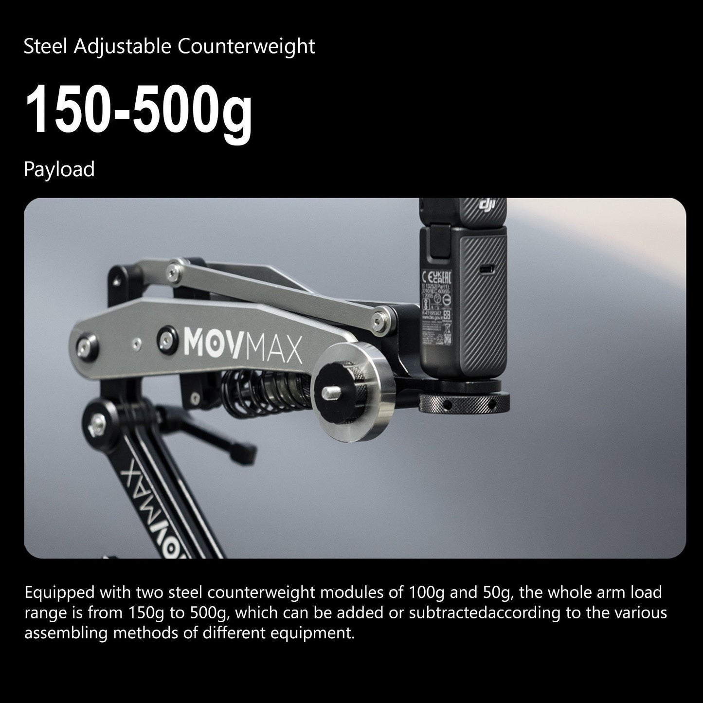 Movmax Blade Arm with N2 Arm Technology, Hard Case (Black) and Hoop Connector (Gray) Bundle