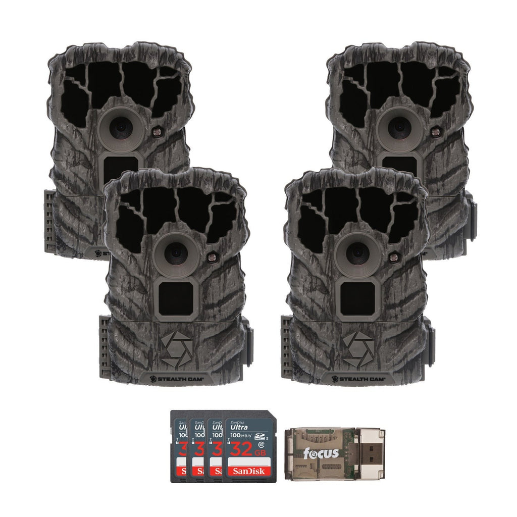 Stealth Cam Browtine 14MP Trail Camera (4-Pack) with 32GB Cards and Card Reader