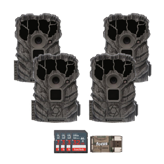 Stealth Cam Browtine 14MP Trail Camera (4-Pack) with 32GB Cards and Card Reader