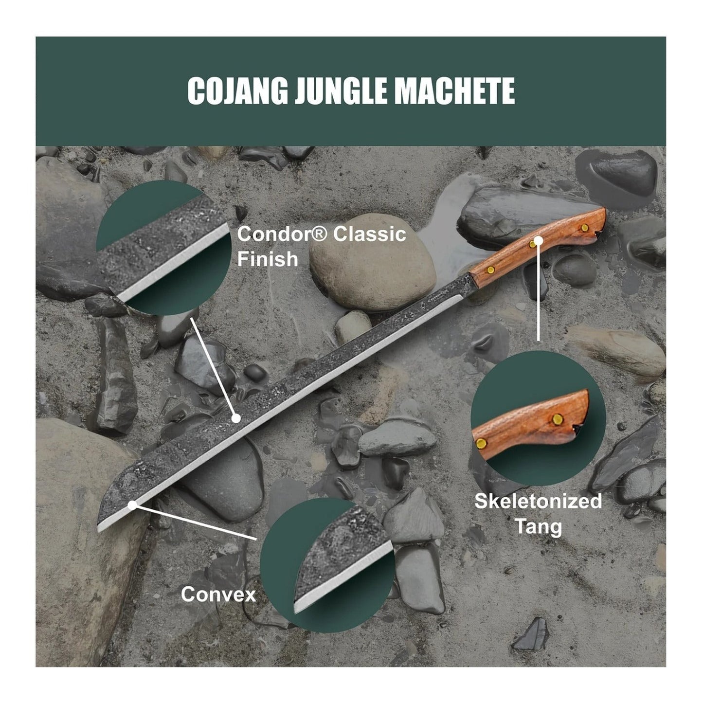 Condor Cojang Jungle High-Carbon Steel Machete with Hand Crafted Welted Leather Sheath