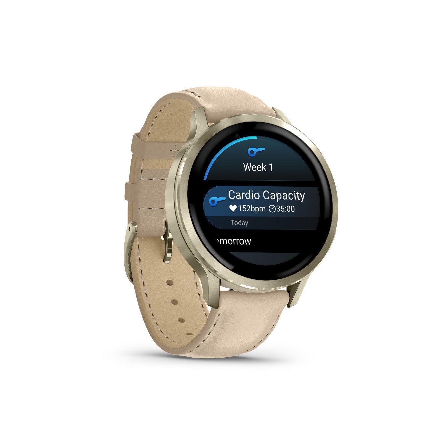 Garmin Venu 4 41mm 1.2-Inch Amoled GPS Smartwatch Lunar Gold/Light Sand Leather