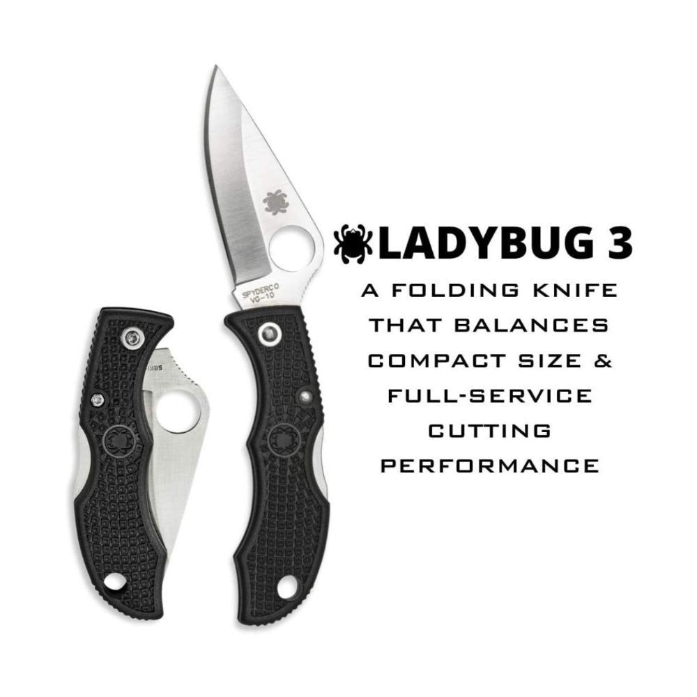 Spyderco Ladybug 3 Lockback PlainEdge Saber Grind Black Knife