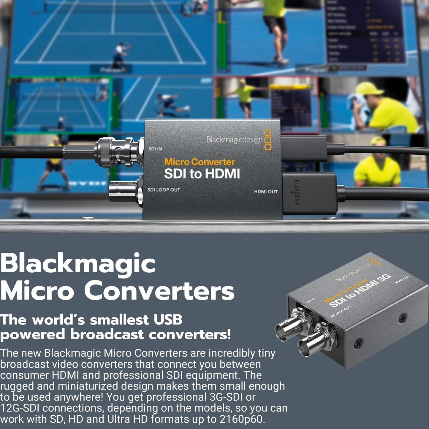Blackmagic Design Micro Converter SDI to HDMI 3G with 12-Feet High-Speed HDMI Cable Bundle