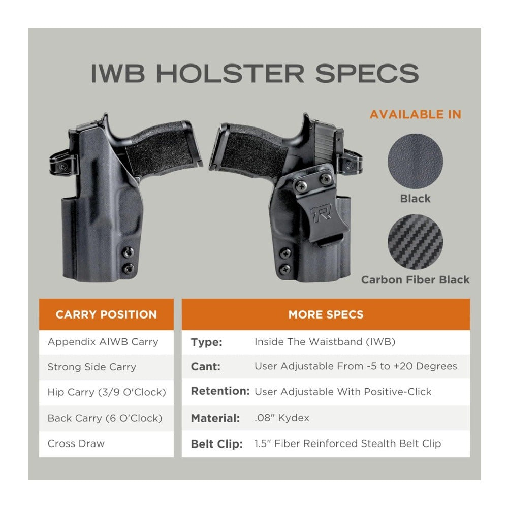 Rounded Holster Fits: Glock 19 19X 23 32 45 (G1-5) Holster Carbon Fiber