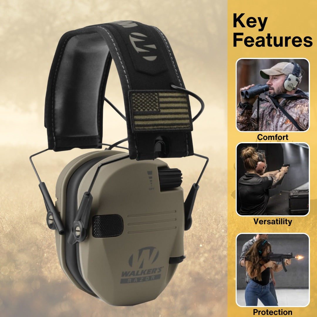 Walkers Razor Digital Ear Muffs (FDE Patriot Version) Bundle