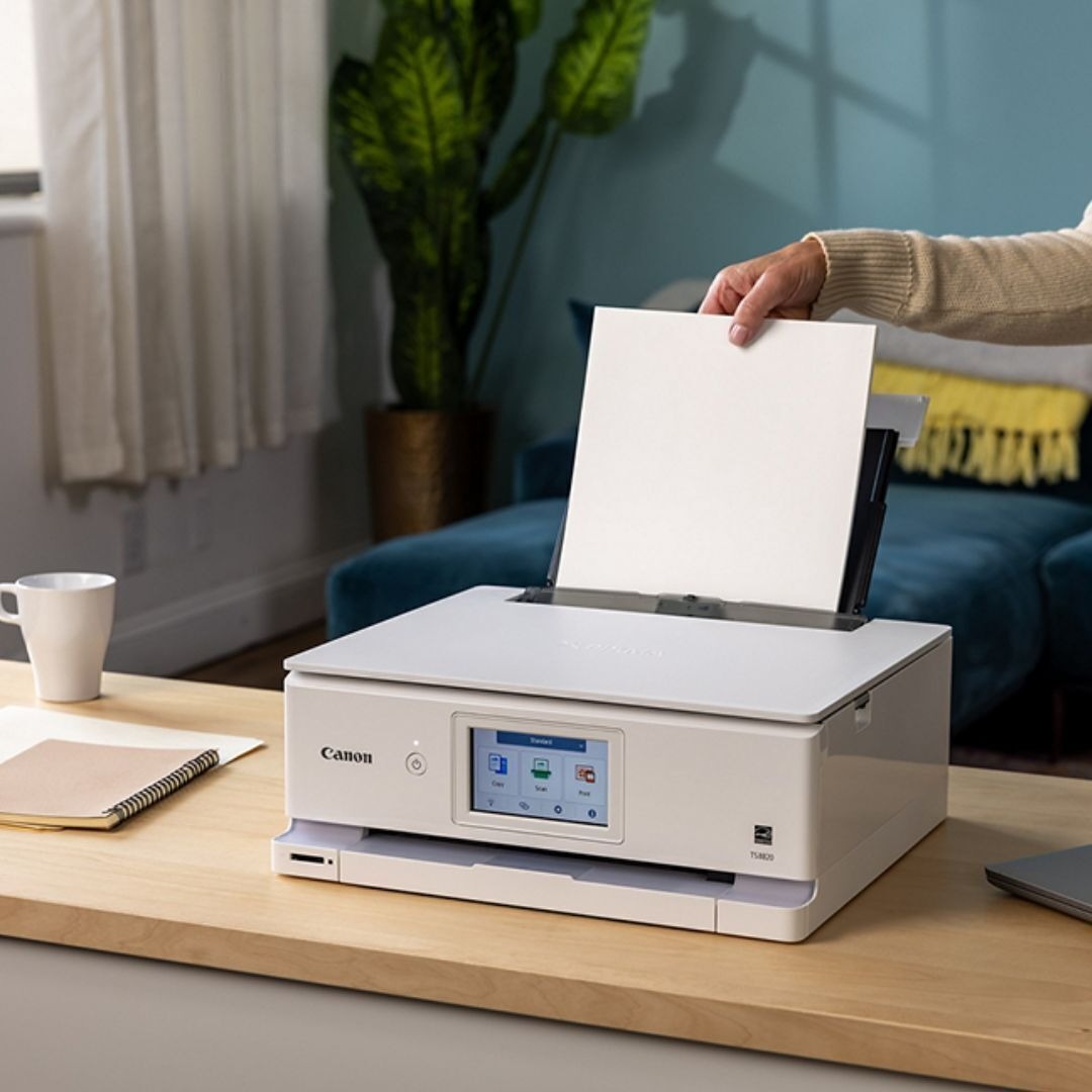 Canon PIXMA TS8820 Wireless 3-In-1 Home Printer with 4.3-Inch Color LCD Touchscreen (White)