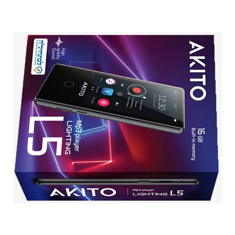 AKITO L5 16GB Kosher MP3 Player with Buttons, Built-in Speakers, Recorder, and Touch Screen (Black)
