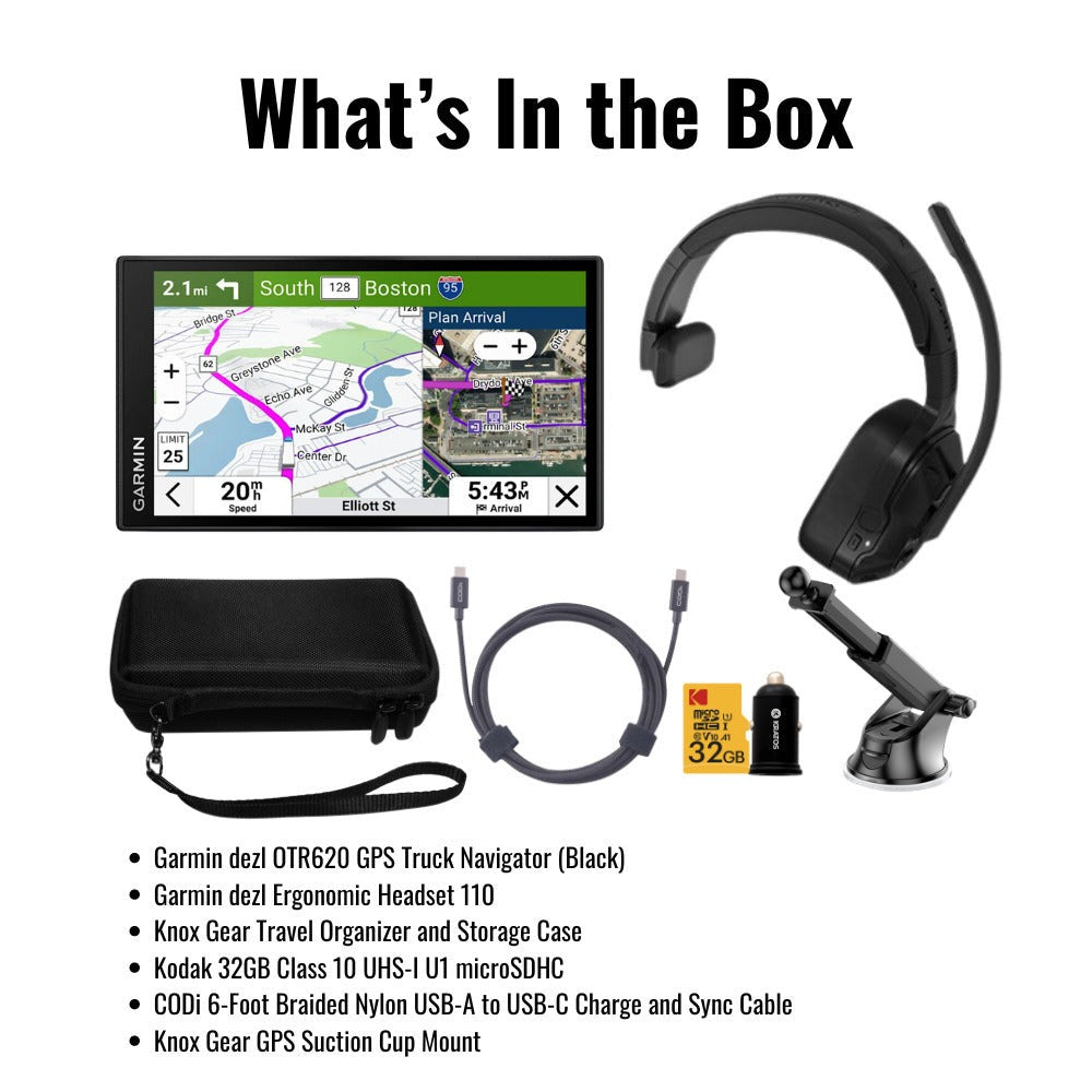 Garmin dezl OTR620 GPS Truck Navigator with 6-Inch 1280p Touchscreen (Black) with Headset Bundle