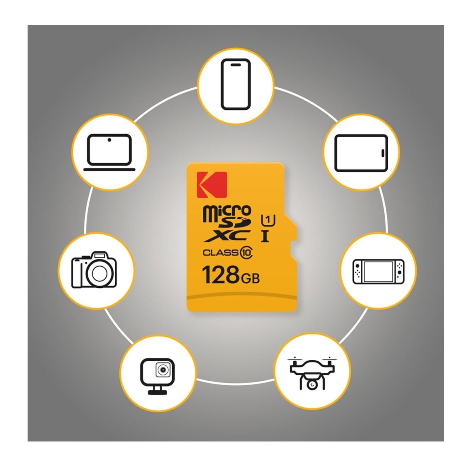 Kodak 128GB Class 10 UHS-I U1 MicroSDXC Card with Adapter 10x Write Speed